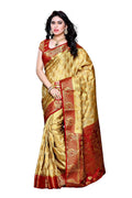 Mimosa Women's Chiku Color Kanchipuram Art Silk Saree With Blouse Piece