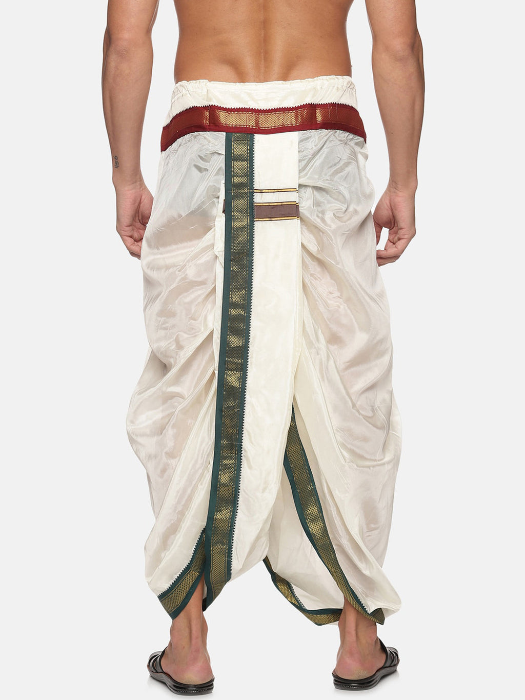 Sethukrishna Men Cream Solid Art Silk Dhotis