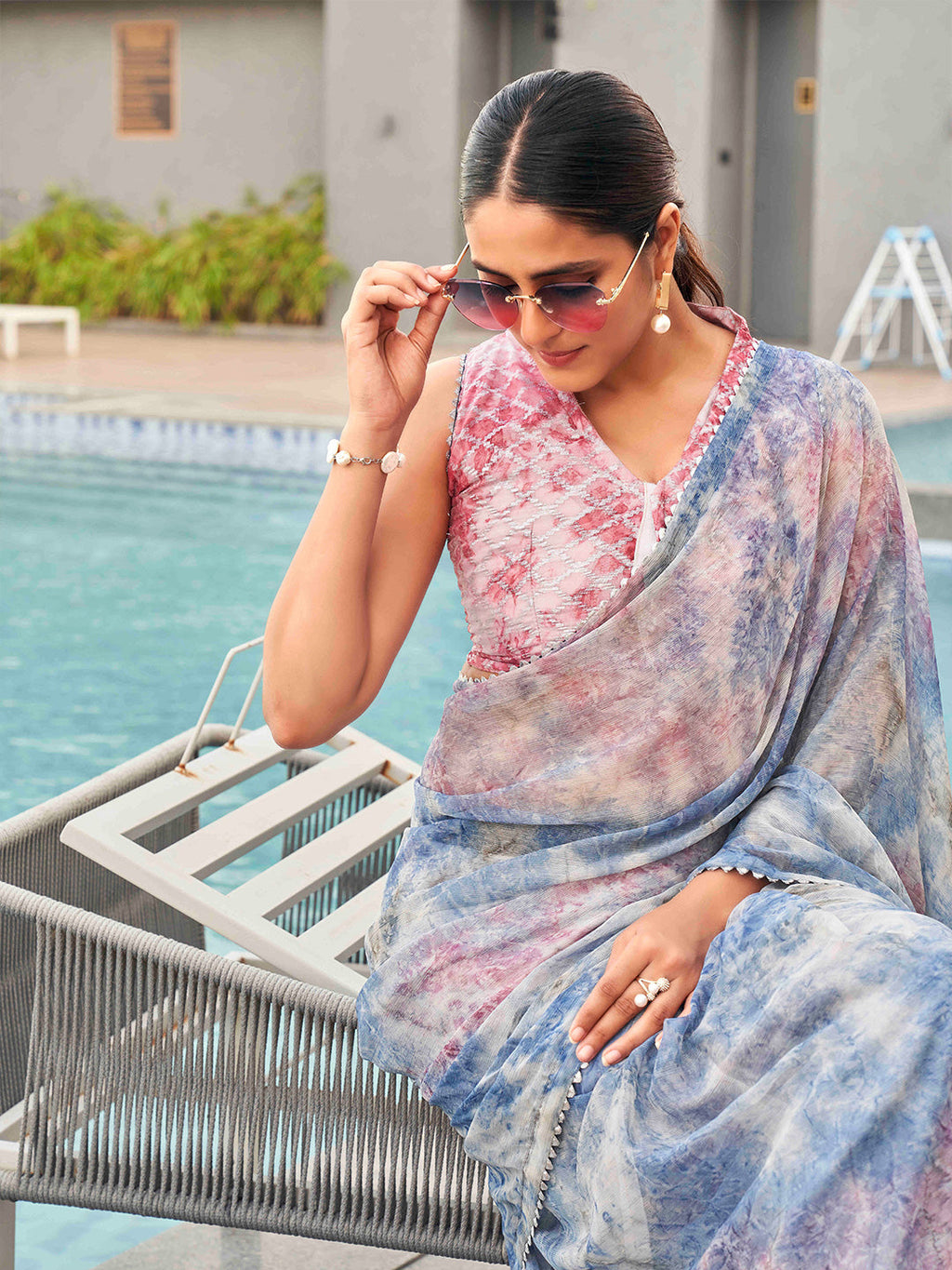 Tikhi Imli Tie and Dye Gotta Patti Chiffon Saree