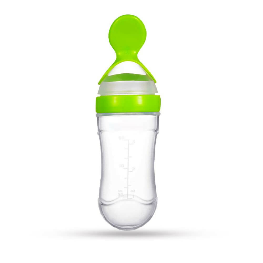 Goodmunchkins Silicone Spoon Food Feeder Silicone Bottle for Babies-Green