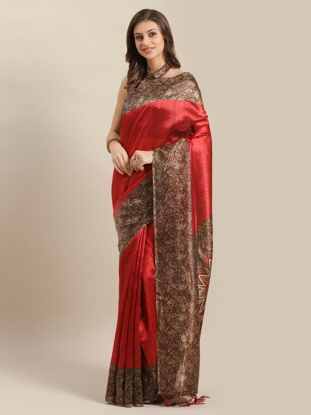 Saree Mall Maroon Printed Saree