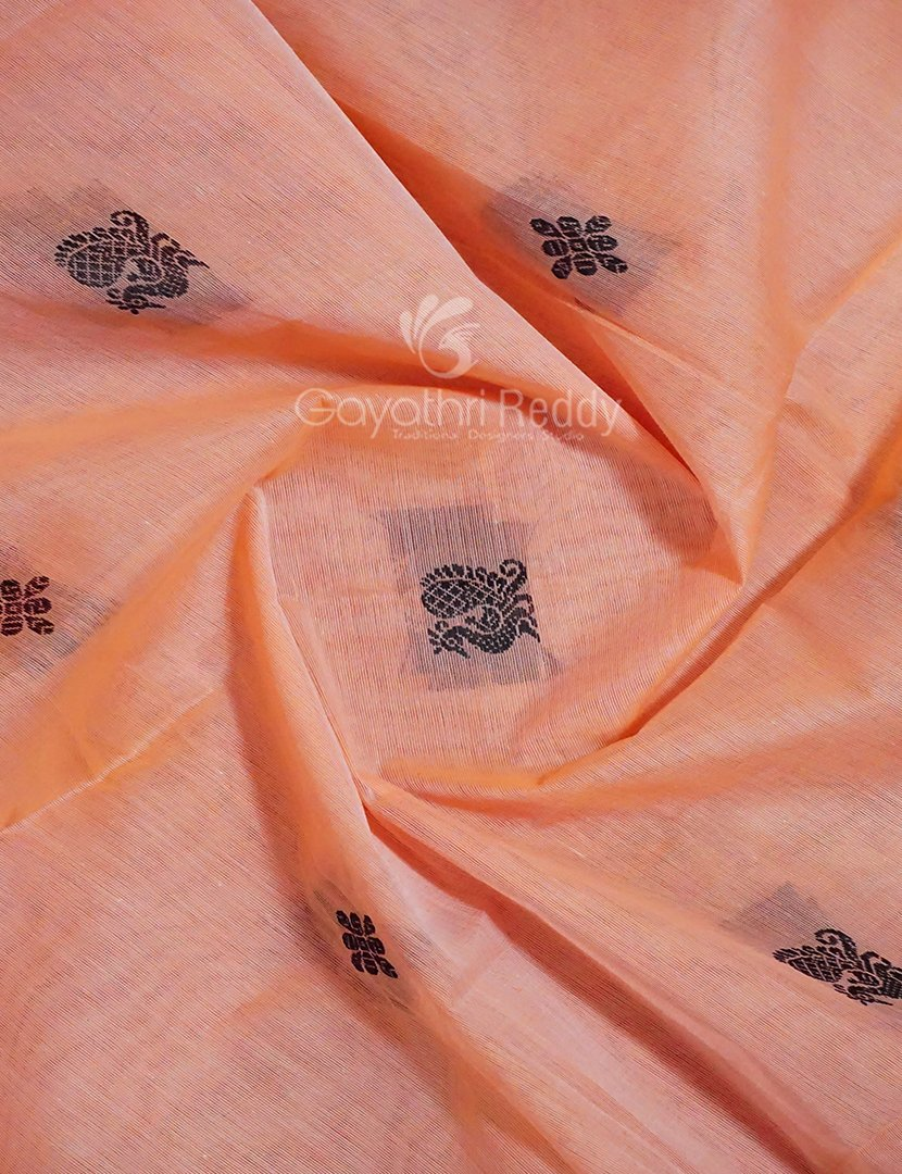 Kalanetha Shades of Peach Pure Kanchi Cotton Saree With Kanchi Traditional Borders By Gayathri Reddy Designer Studio