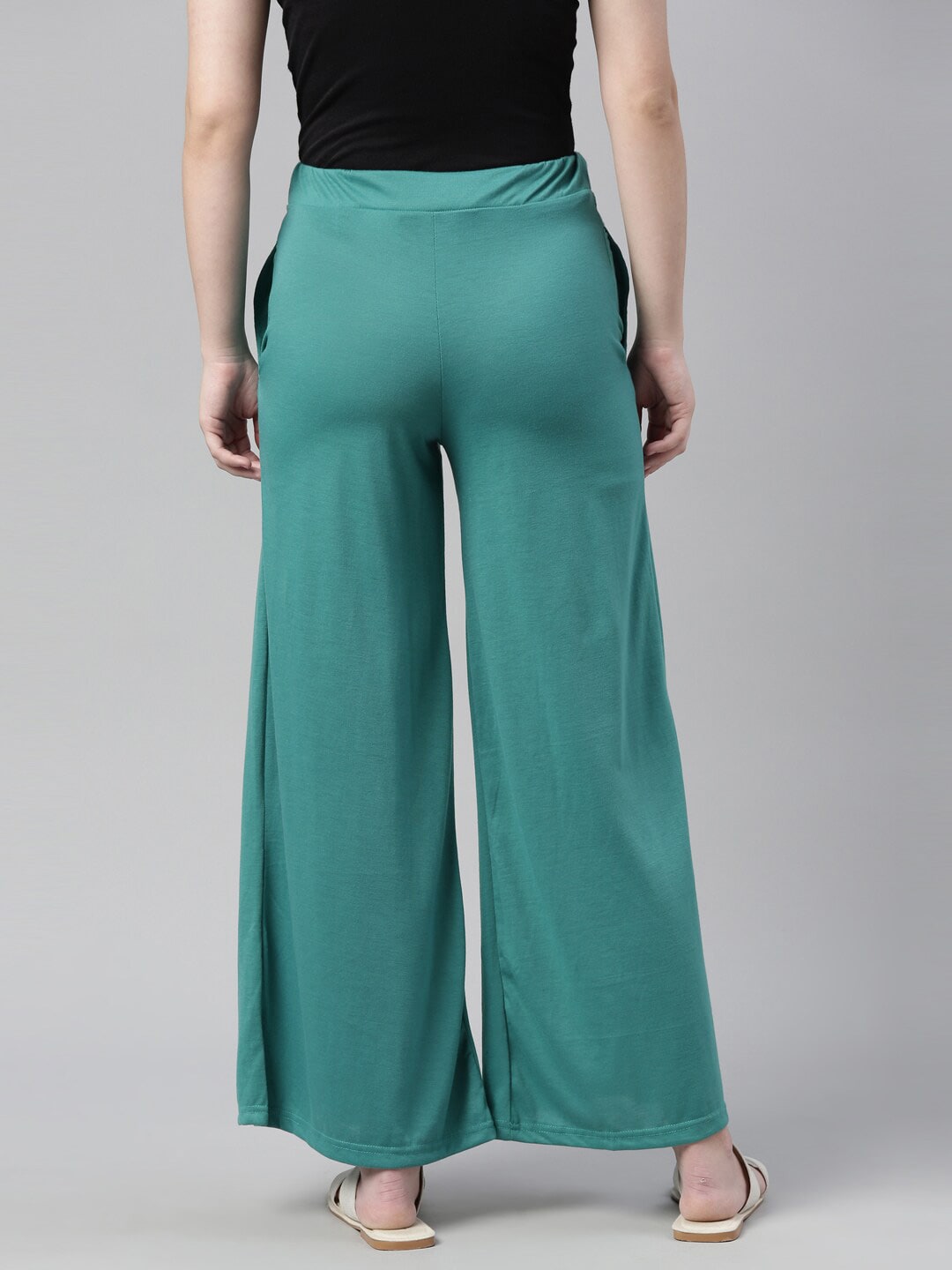 Souchii Turquoise Blue Knitted Palazzos