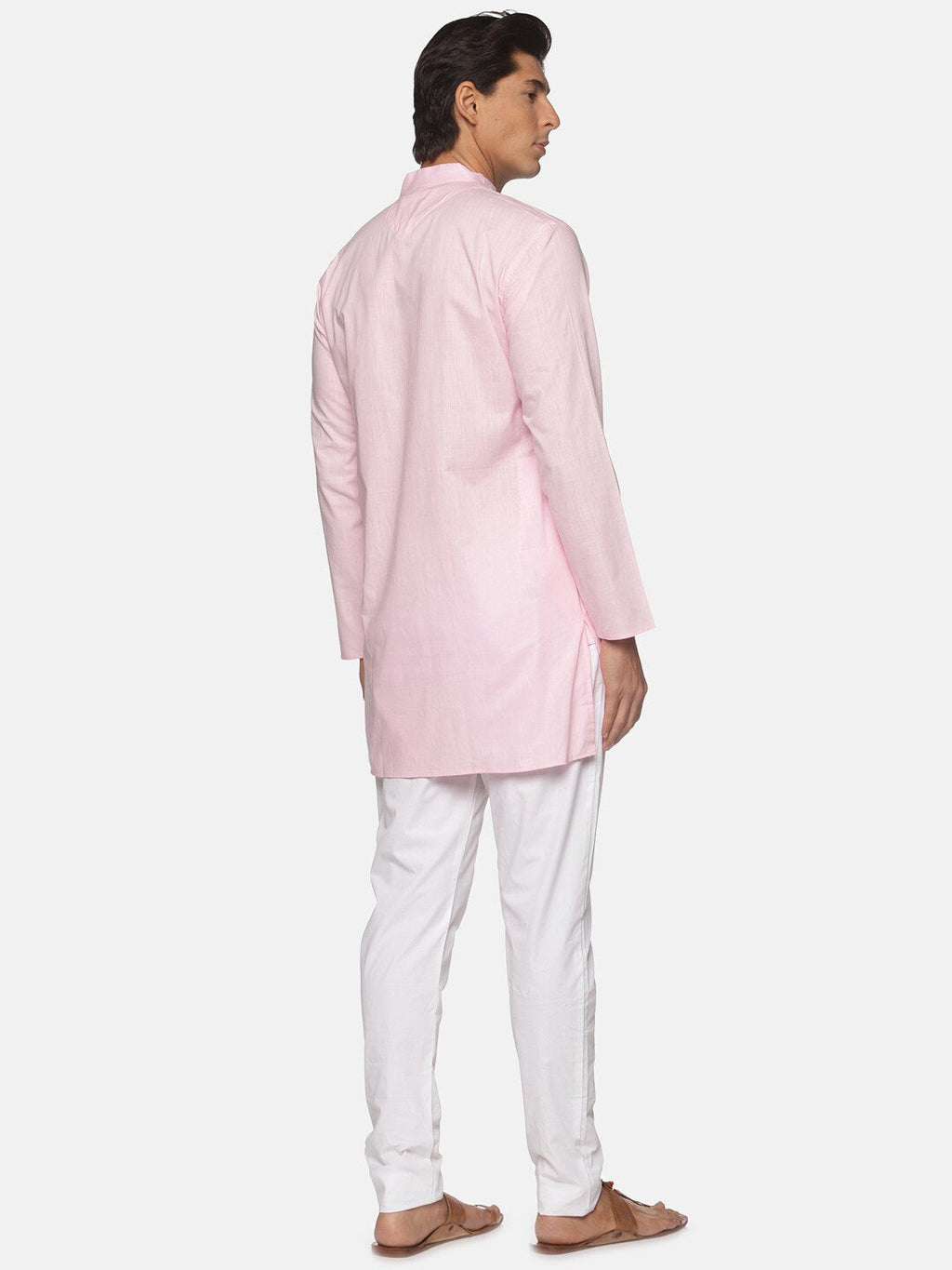 Sethukrishna Mens Pink Pure Cotton Kurta with Pyjamas