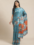 Saree Mall Blue & Beige Ethnic Motifs Print Bhagalpuri Saree