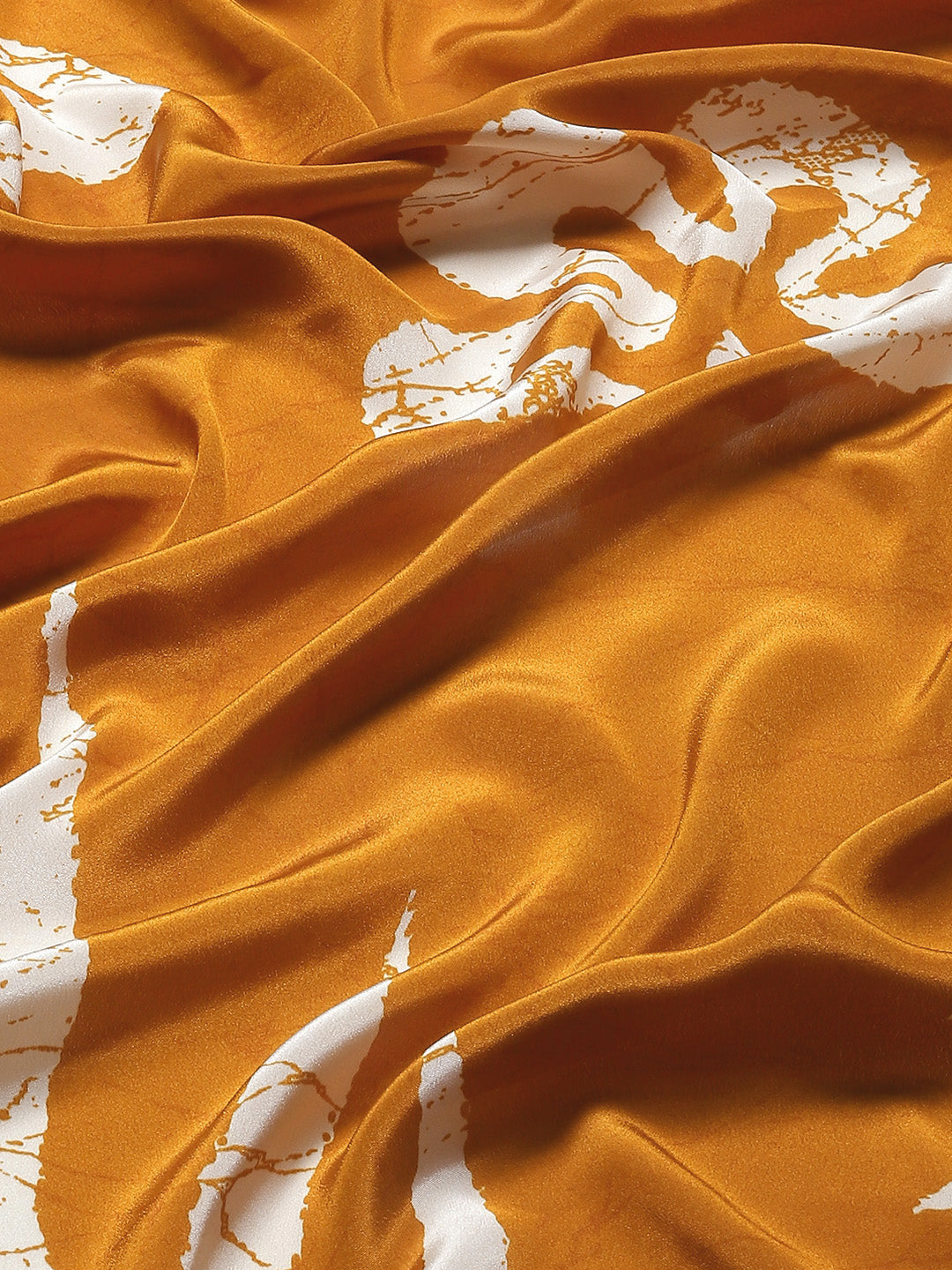 Tikhi Imli Mustard & White Floral Print Satin Saree