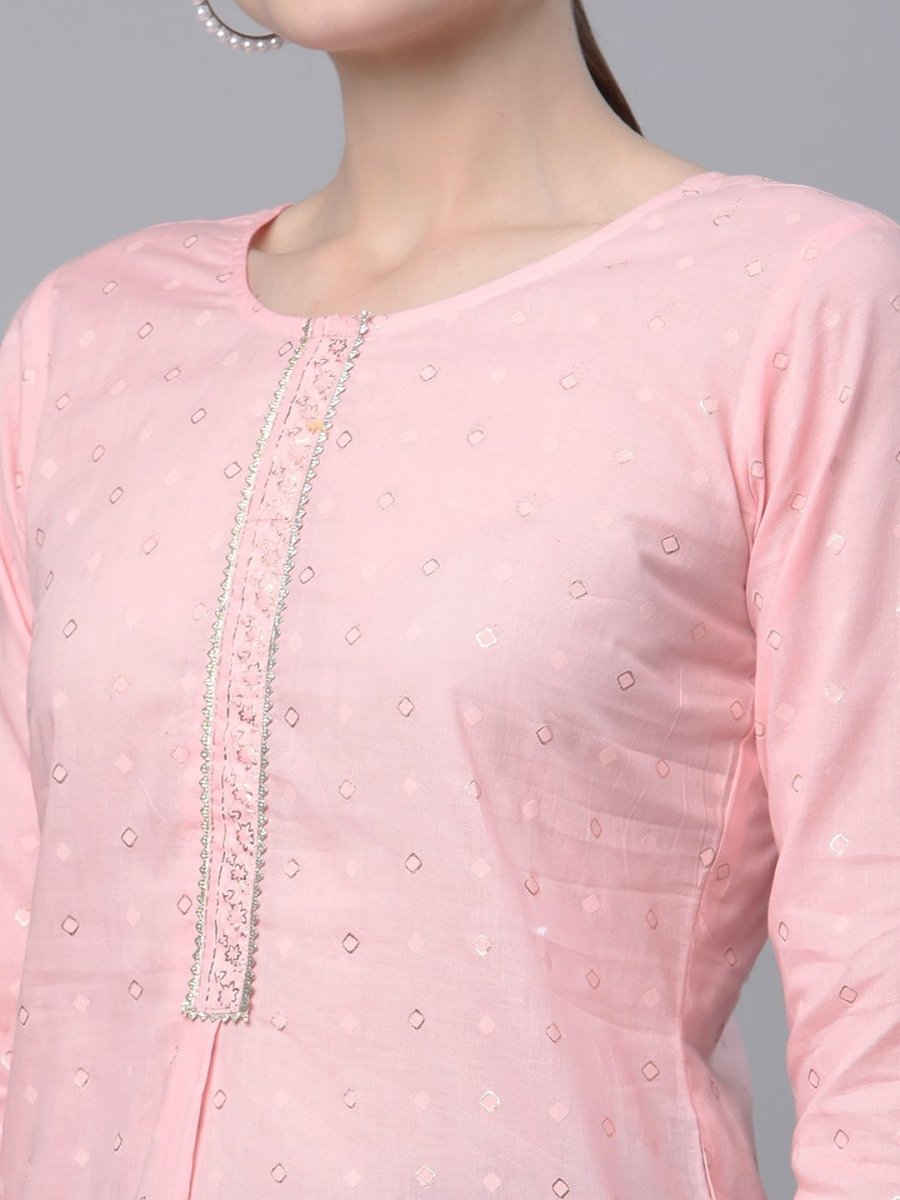 Ahalyaa Women Baby Pink Beautiful Pure Cotton Printed Tunic