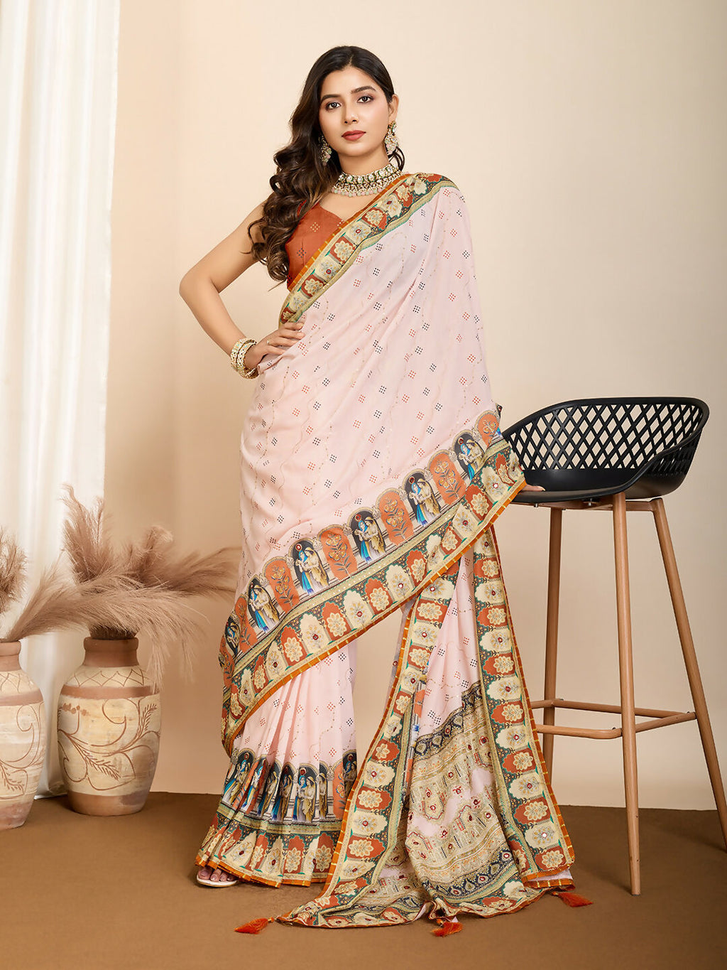 Orange Muslin Cotton Designer Digital Printed Saree - Lavisha