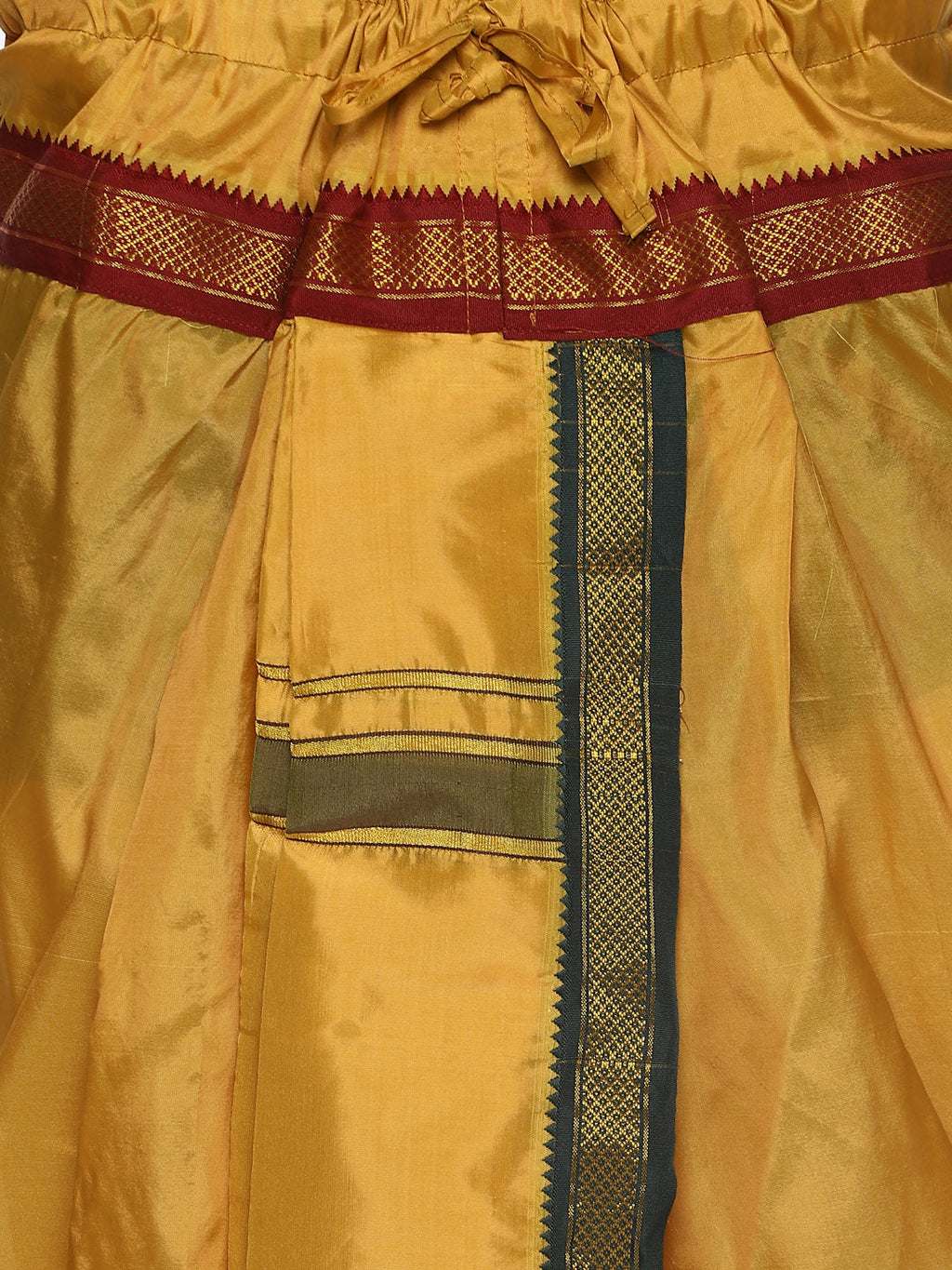Sethukrishna Men Yellow Solid Readymade Dhoti Pants With Angavastram
