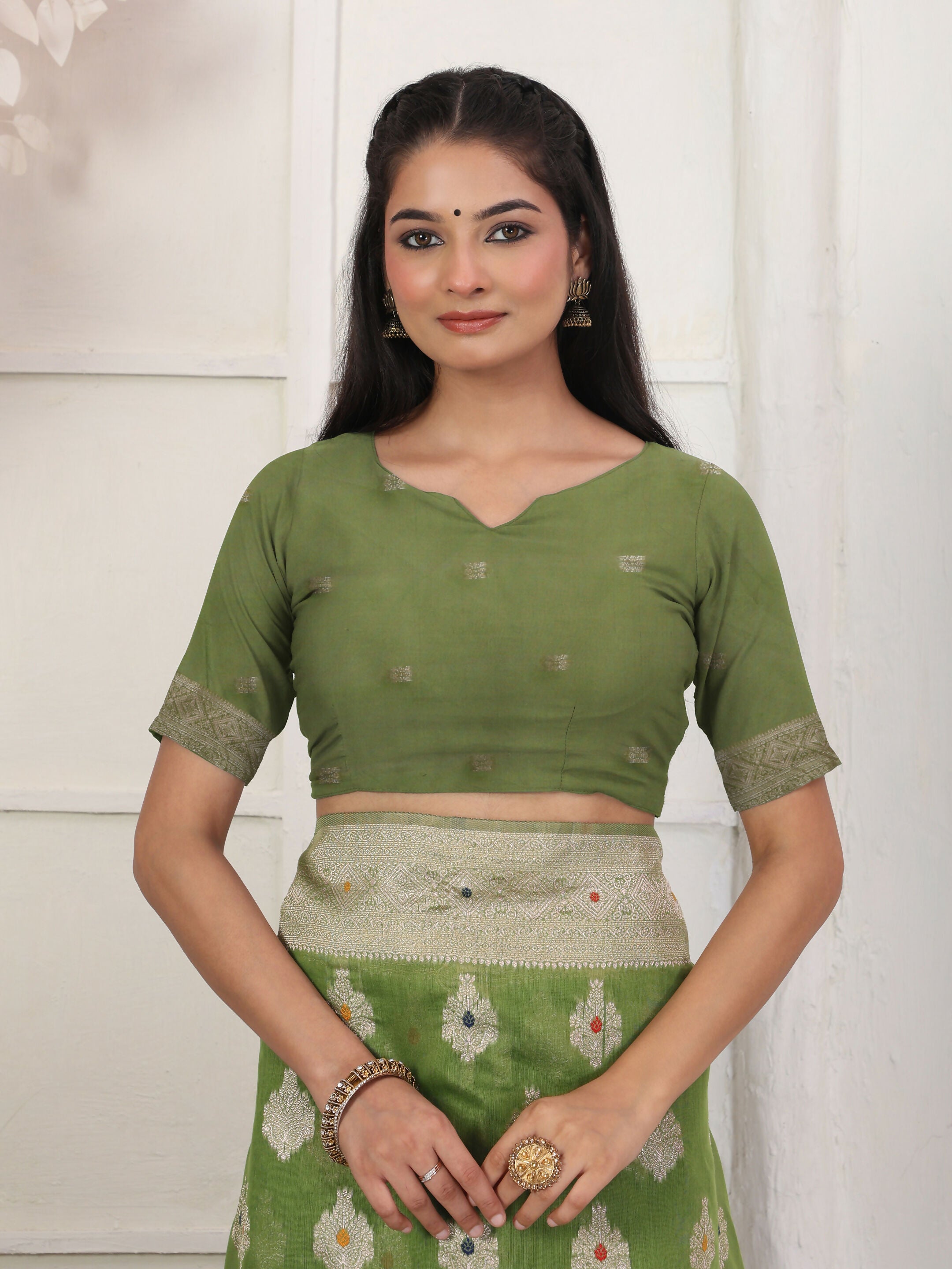Shree Shyam Fashion Linen Cotton Green Saree