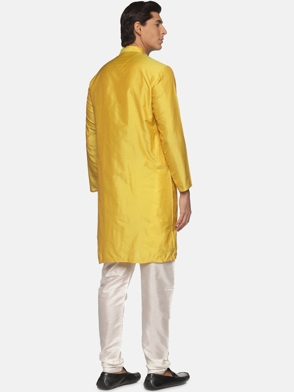Sethukrishna Men Yellow Angrakha Kurta with Pyjamas