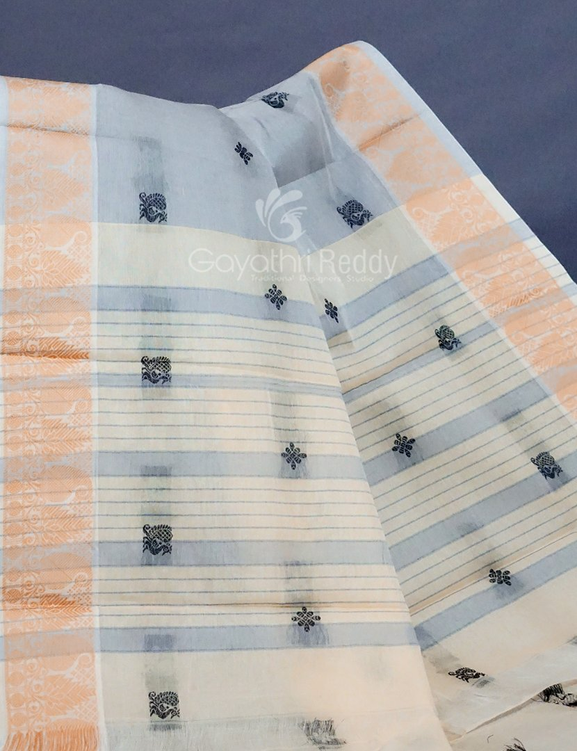 Kalanetha Shades of Grey Pure Kanchi Cotton Saree With Kanchi Traditional Border By Gayathri Reddy Designer Studio