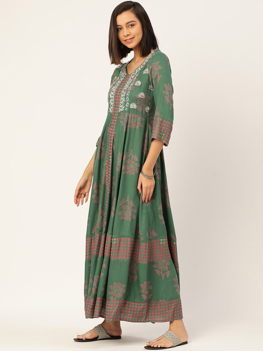 HERE&NOW Women Embroidered Kurta with Trousers & With Dupatta
