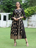 Juniper Women Black Rayon Printed Jacket Style Dress