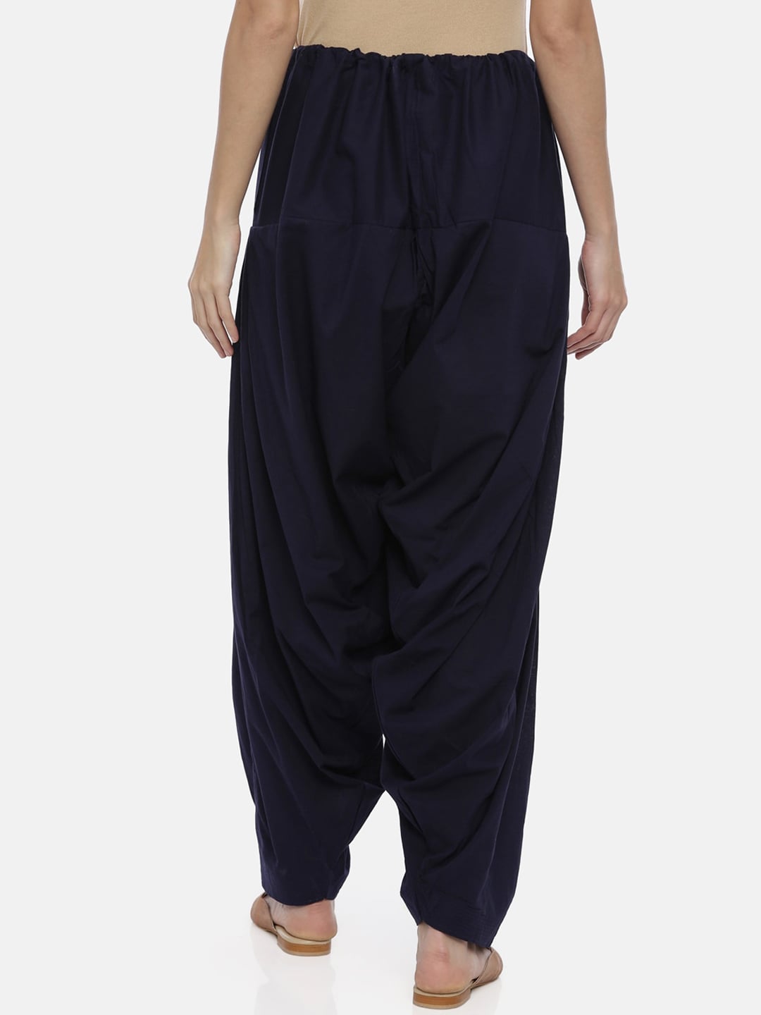 Souchii Navy Blue Solid Regular-Fit High-Rise Patiala