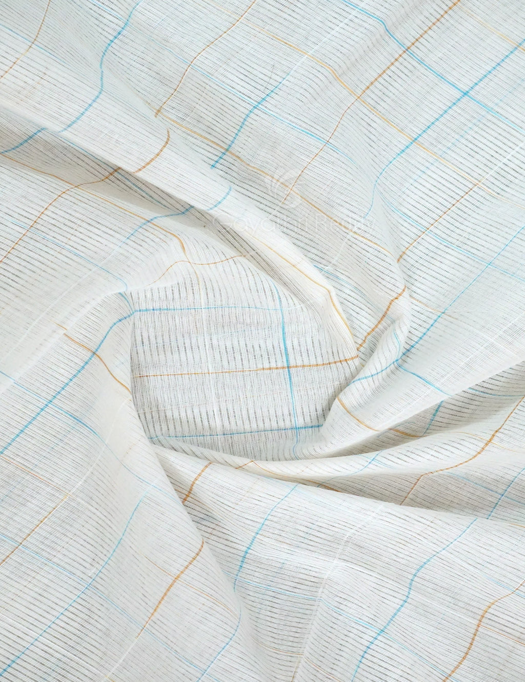 Dual Shade of Milk White And Sky Blue Pure Mangalgiri Cotton By Gayathri Reddy Designer Studio