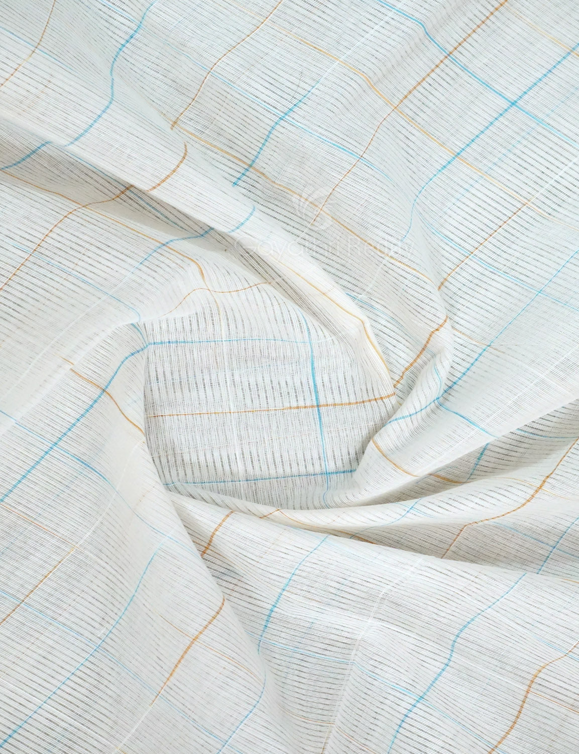 Dual Shade of Milk White And Sky Blue Pure Mangalgiri Cotton By Gayathri Reddy Designer Studio