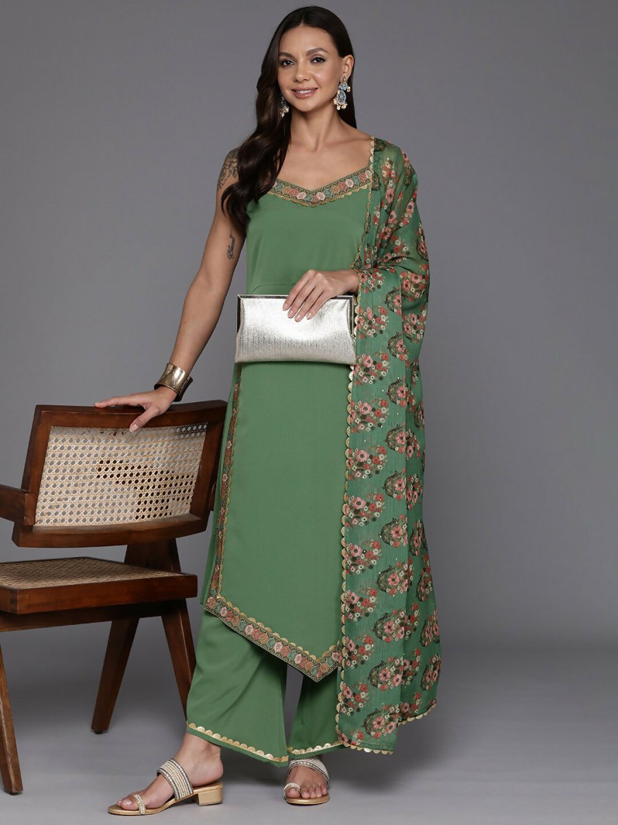 Ahalyaa Women's Traditional wear Kurta Set - Sage Green