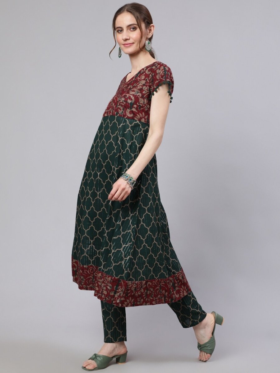 Aks Ethnic Motifs Printed Pure Cotton Anarkali Kurta