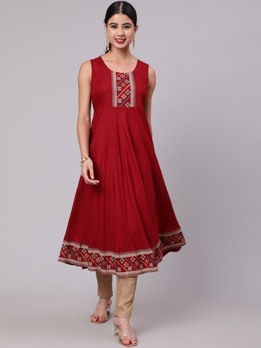 Aks Floral Yoke Design Anarkali Kurta