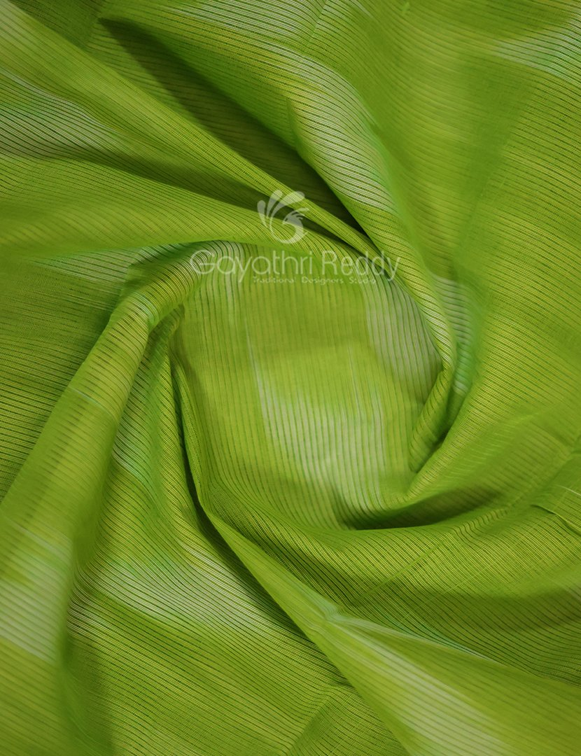 Dual Shades of Parrot Green And Pink Mangalagiri Ikkat Cotton Saree By Gayathri Reddy Designer Studio