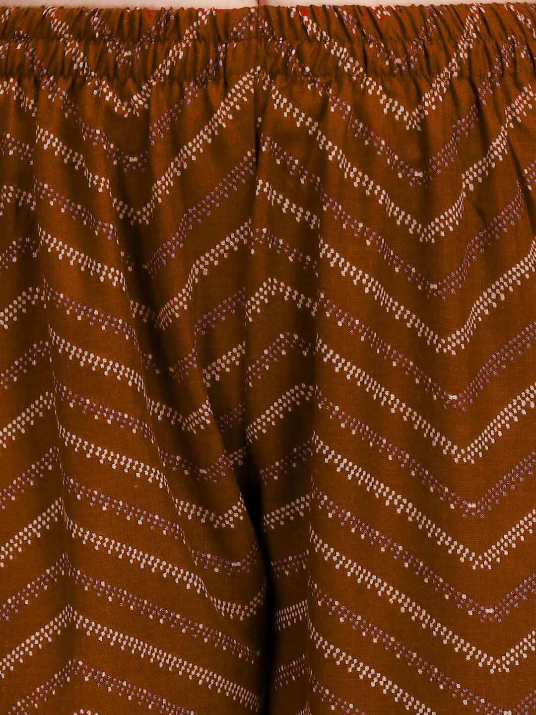 HERE&NOW Brown & White Regular Pure Cotton Kurta With Trousers & Dupatta