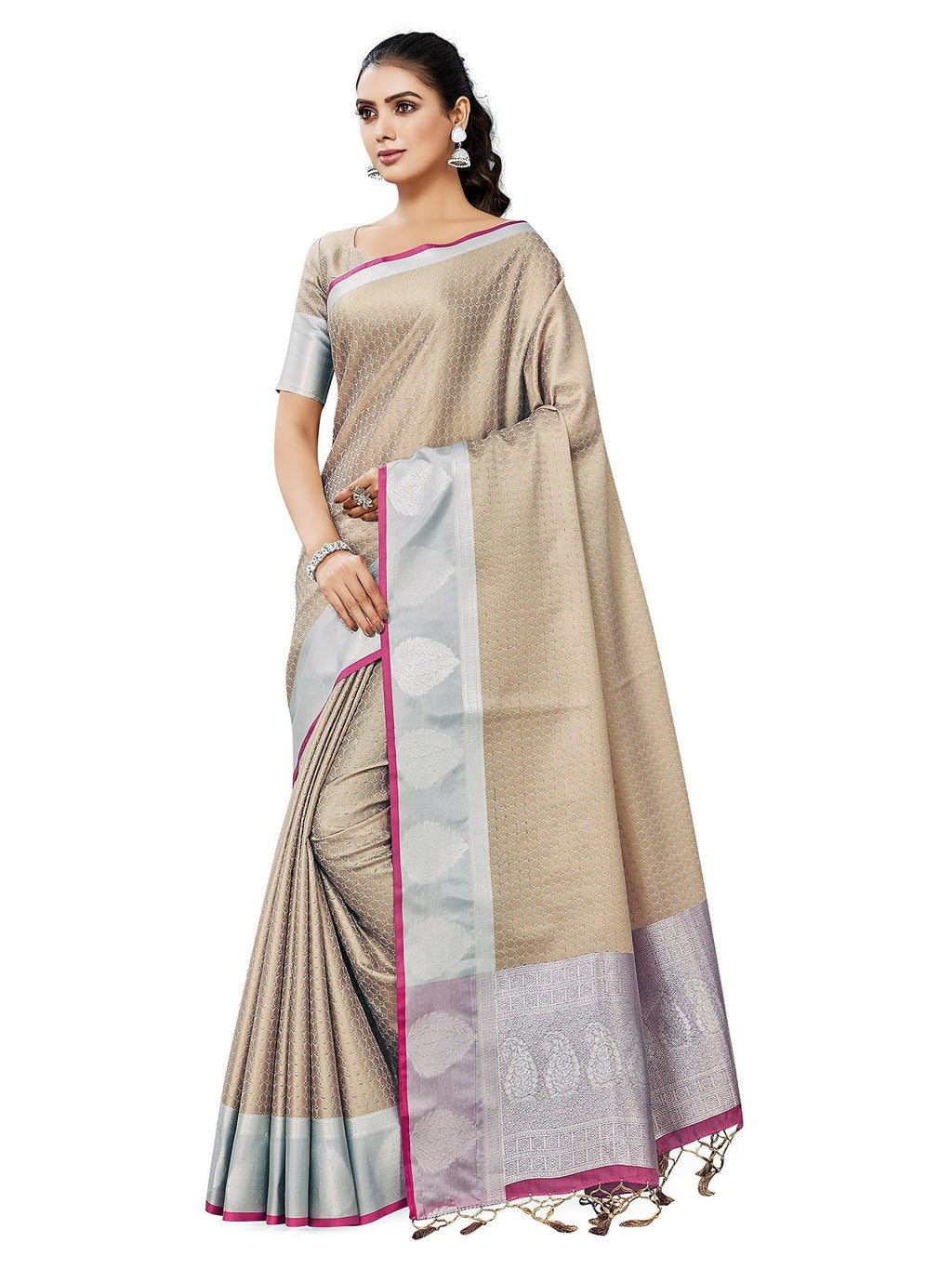 Mimosa Women's Banarasi Art Silk Brown Saree