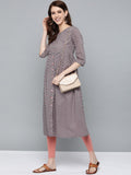 HERE&NOW Women Grey & Pink Floral Print Empire A-Line Kurta