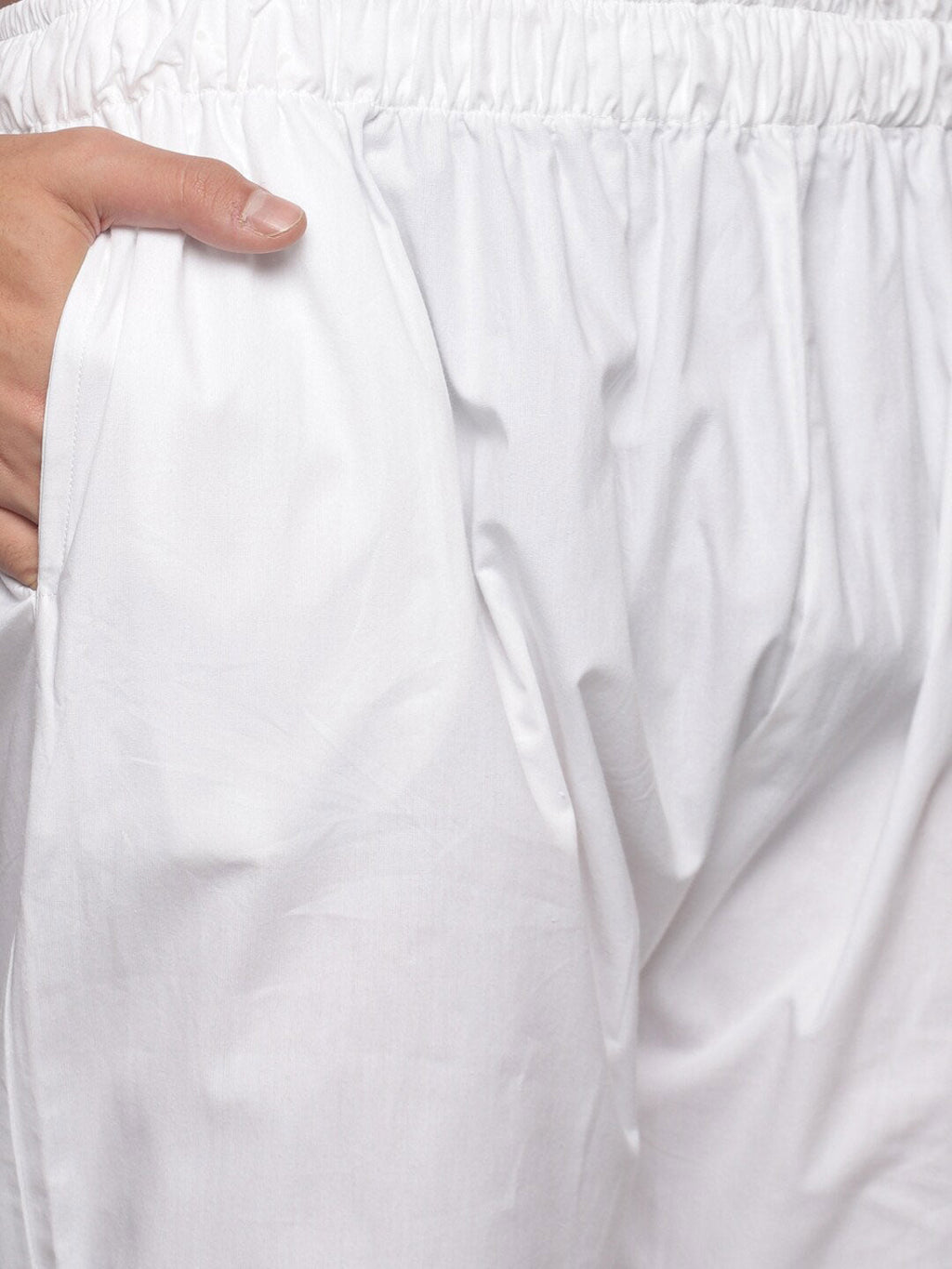 Sethukrishna Men White Pure Cotton Straight Kurta with Pyjamas