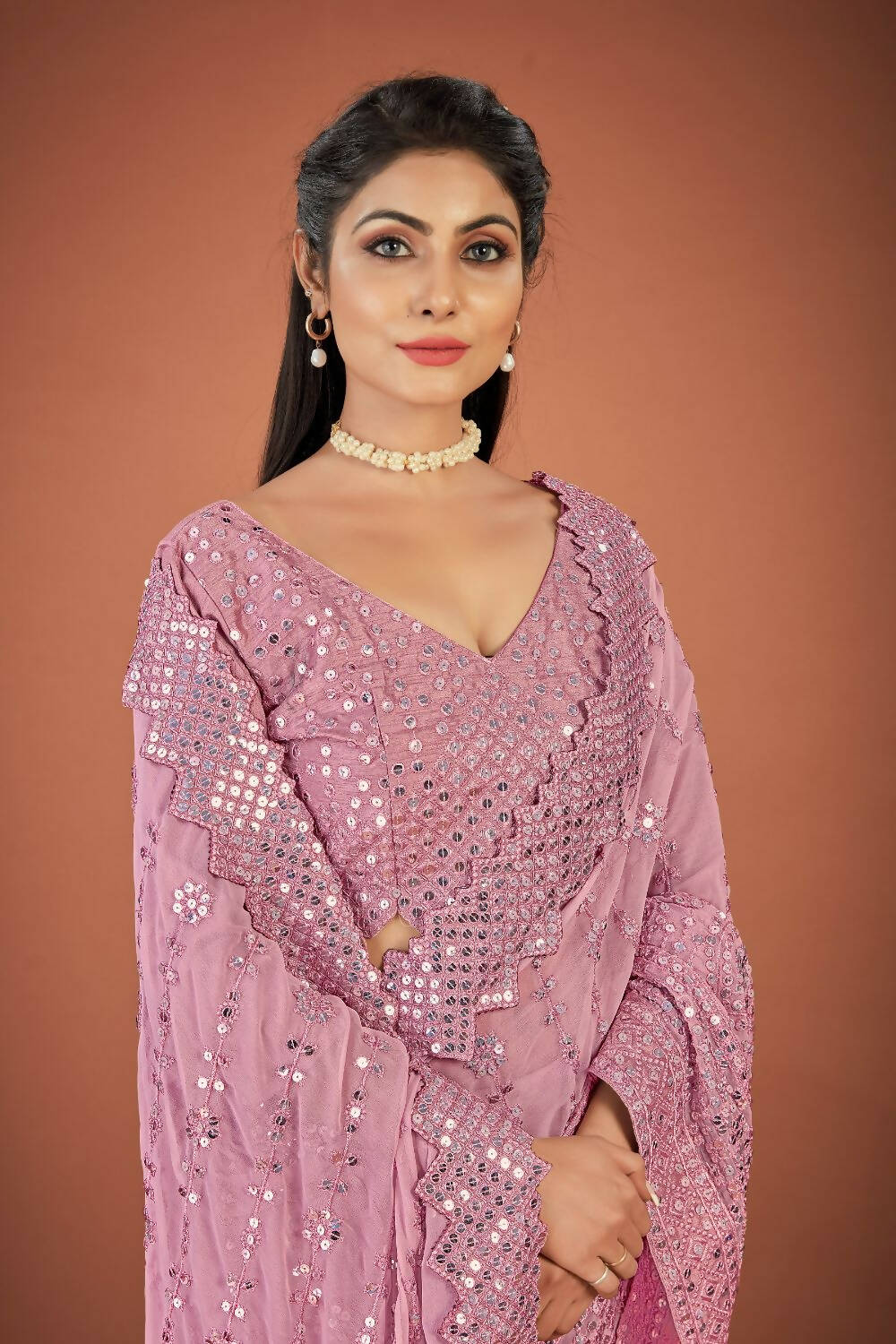 Vamsee Onoin Georgette Designer Saree