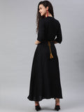 Juniper Women's Black Rayon Embellished Flared Dress