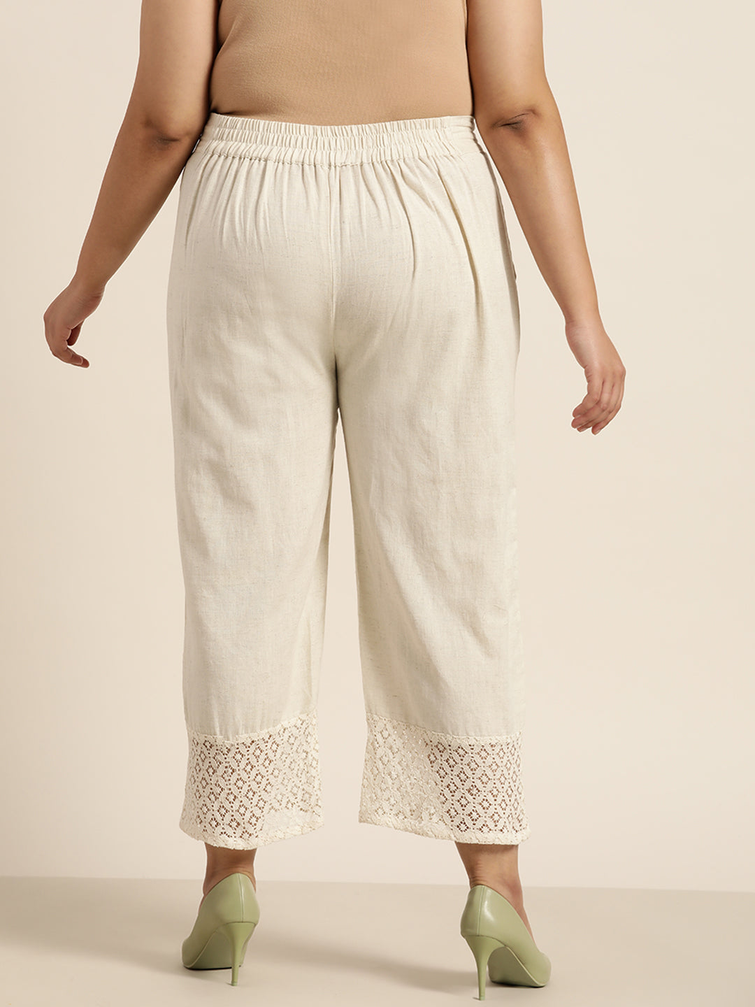 Juniper Women Natural Cotton Flex Solid Wide Leg Palazzo