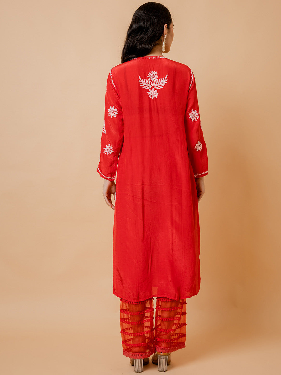 HOUSE OF KARI Ethnic Motifs Chikankari Silk Kurta