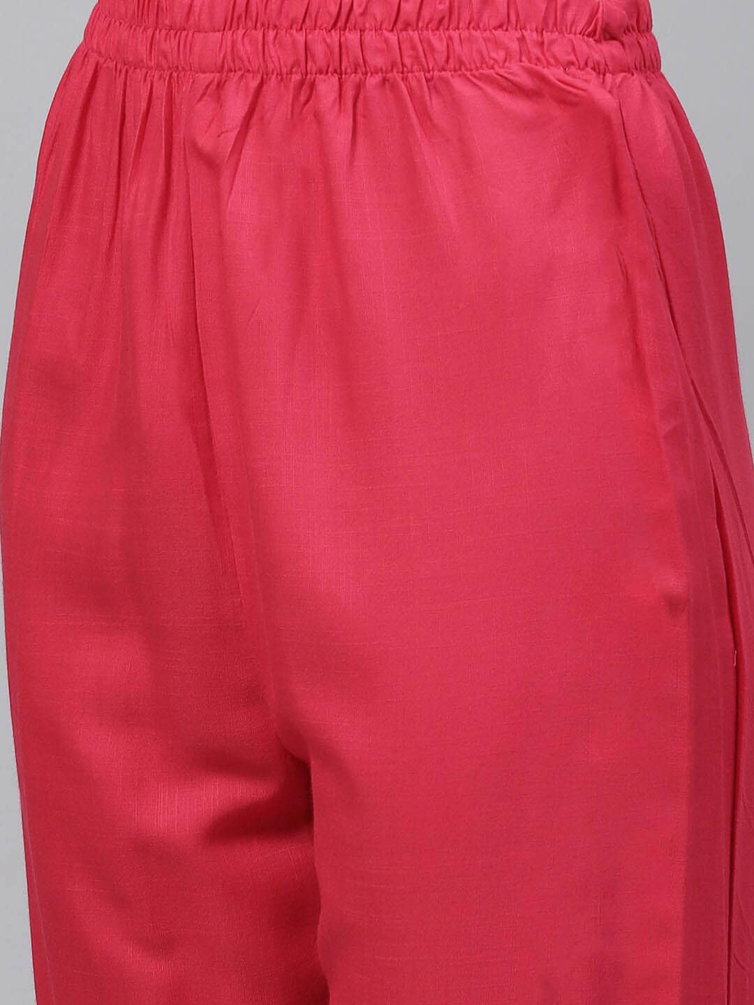 HERE&NOW Women Red Embroidered Kurta with Trousers & With Dupatta
