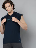 Alcis Men Navy Blue Typography Printed Slim Fit Running T-shirt