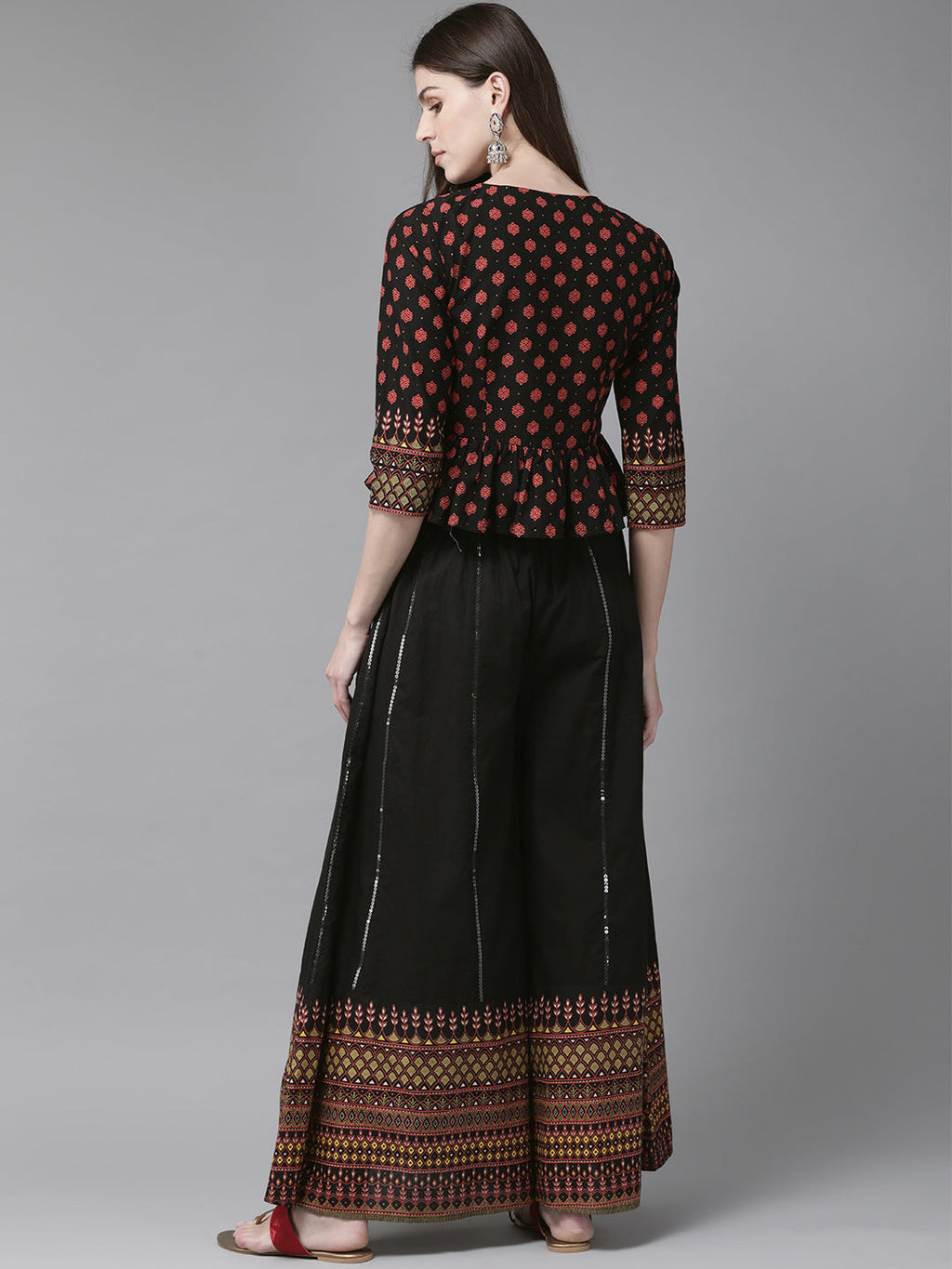 Juniper Womens Black Floral Printed Cambric Clothing Set