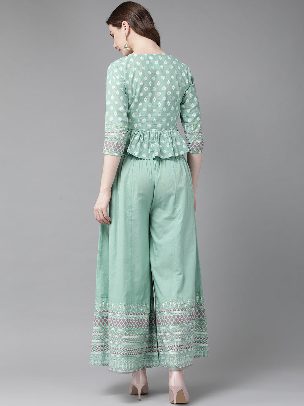 Juniper Womens Mint Floral Printed Cambric Clothing Set
