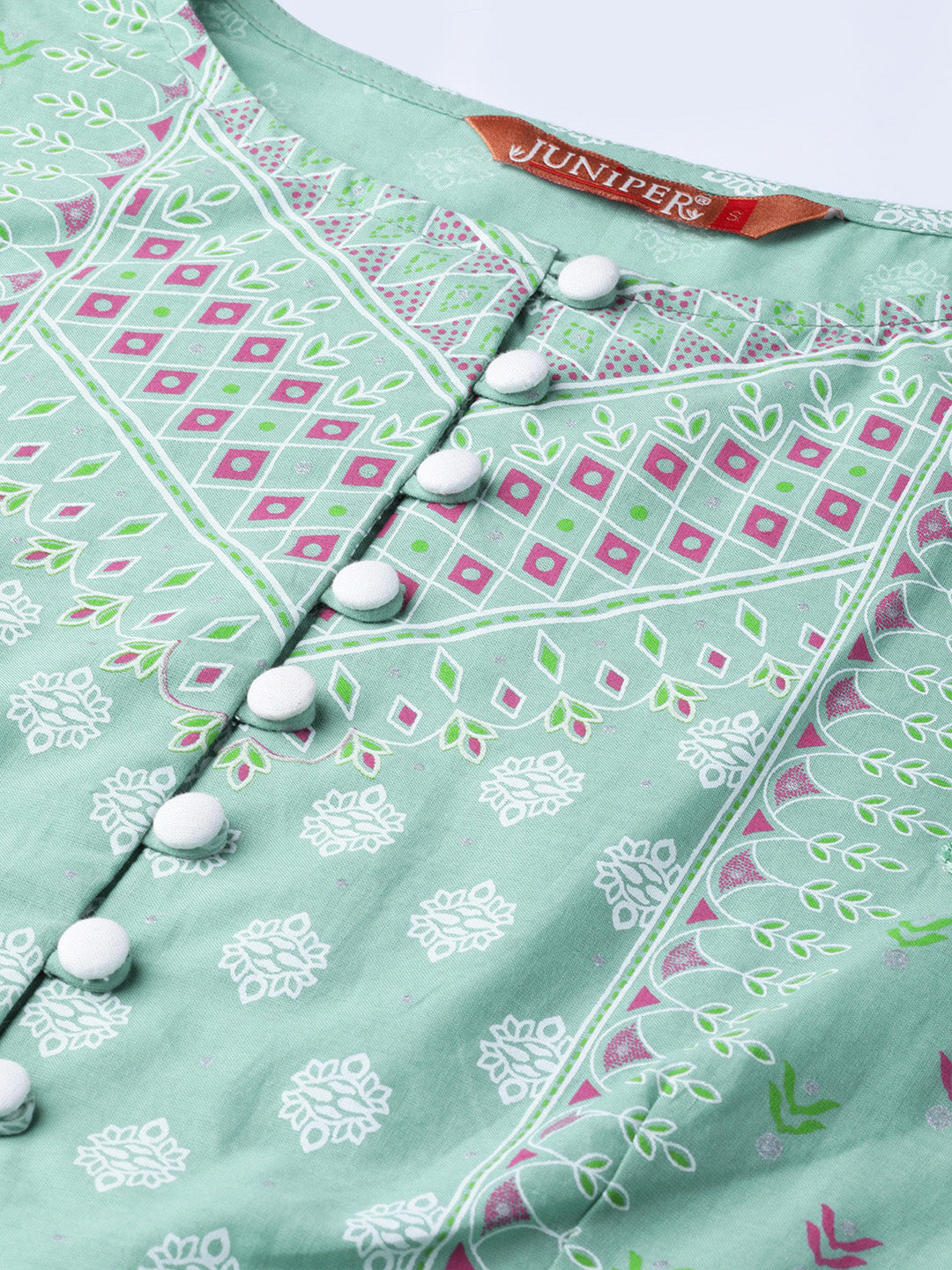 Juniper Womens Mint Floral Printed Cambric Clothing Set