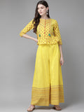Juniper Women Yellow Cambric Printed Peplum Clothing Set