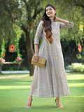 Juniper Women's Beige Chanderi Silk Printed Anarkali Kurta