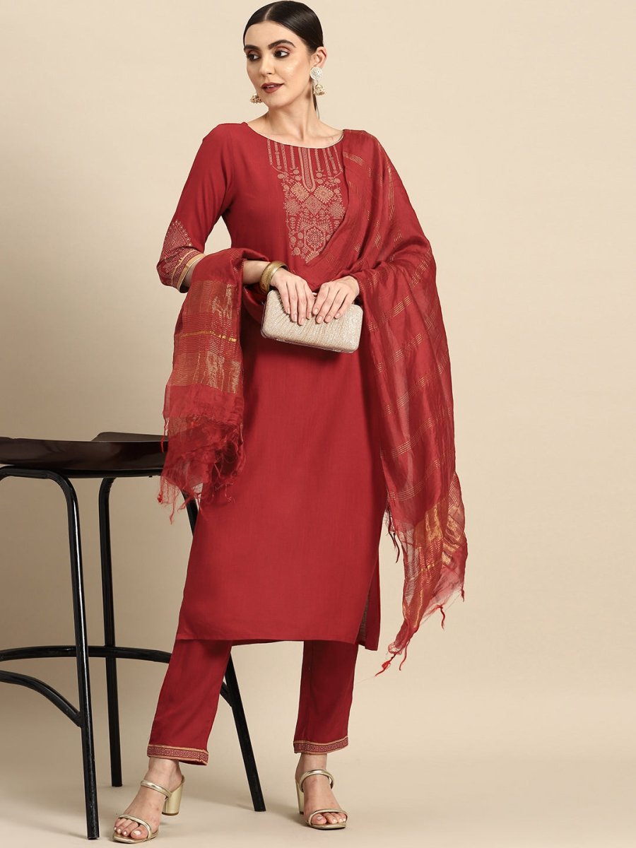 All About You Ethnic Motifs Print Kurta with Trousers & With Dupatta
