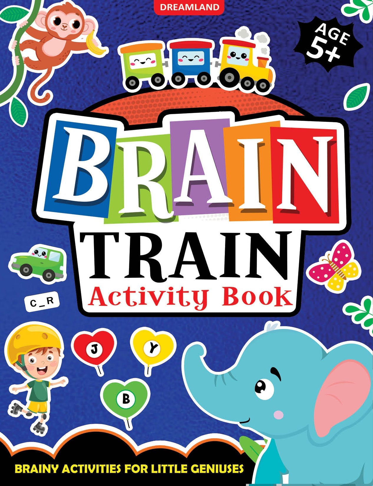 Dreamland Publications Brain Train Activity Book for Kids Age 5+ - With Colouring Pages, Mazes, Puzzles and Word searches Activities
