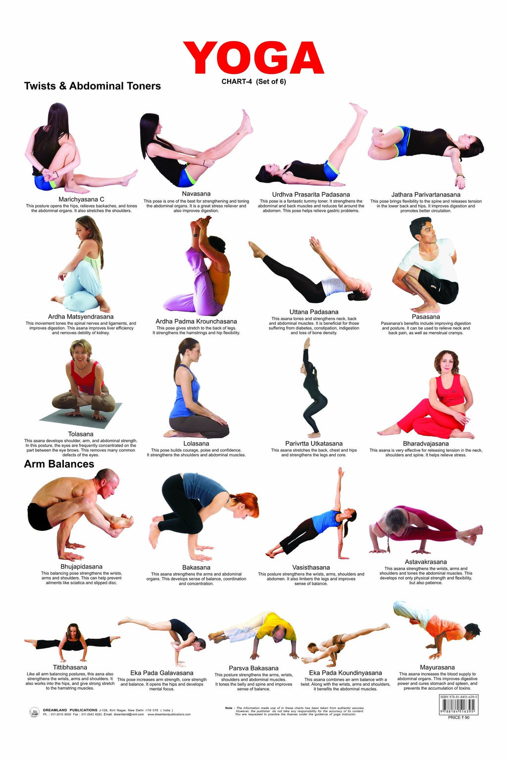 Dreamland Publications Educational Chart for Kids - Yoga Chart - 4