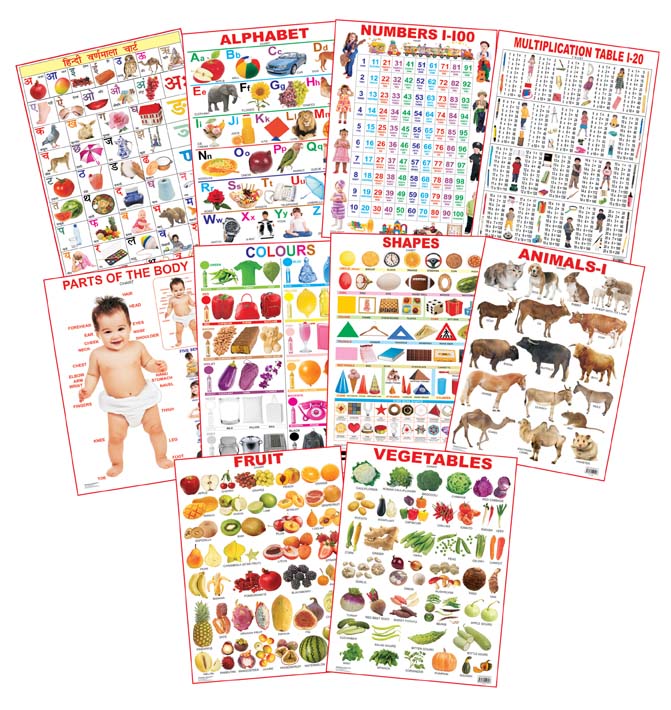 Dreamland Publications Educational Chart for Kids - Pre-School Chart pack (10 Titles)