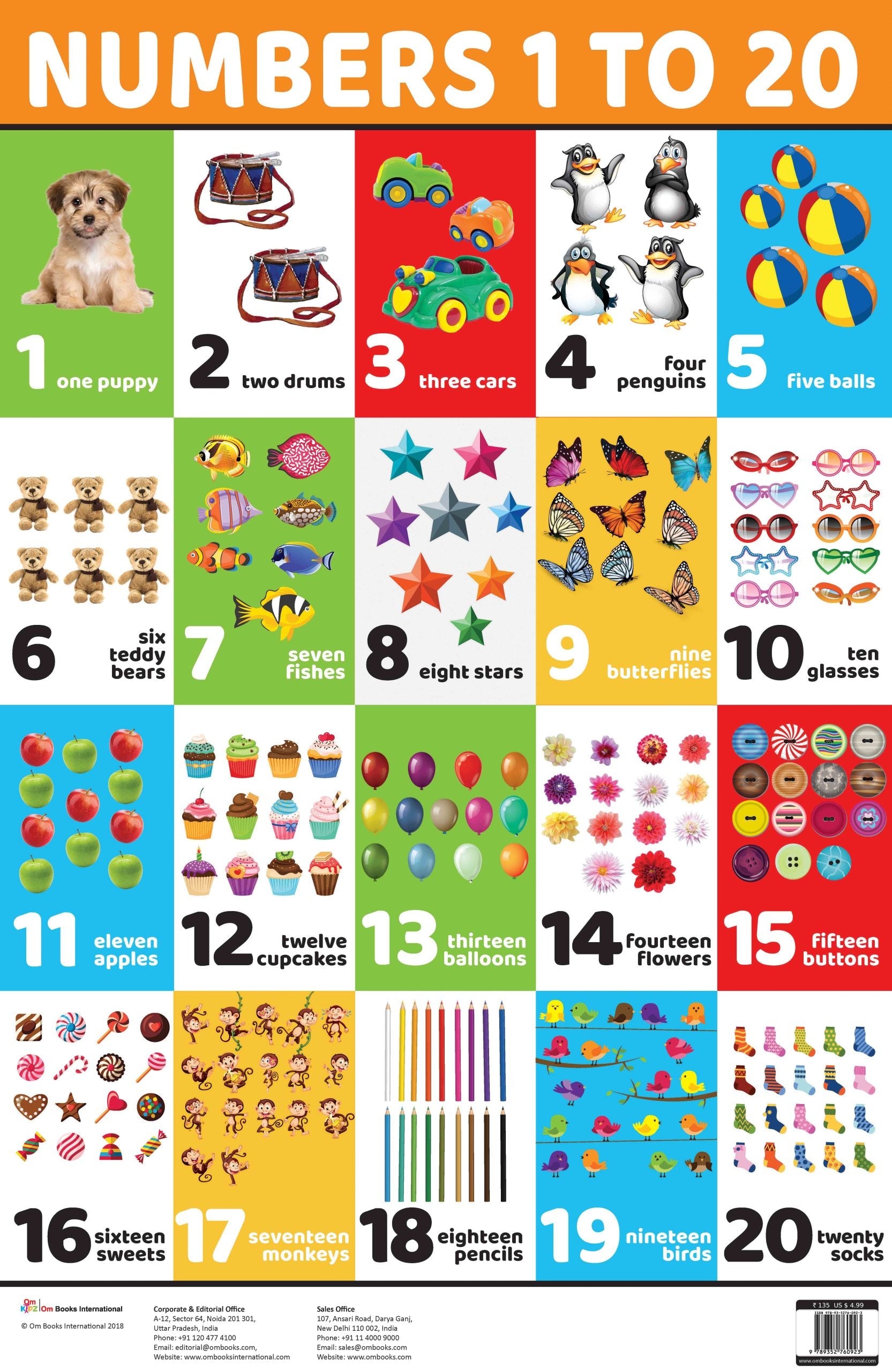Numbers 1 to 20 : Charts - Om Books