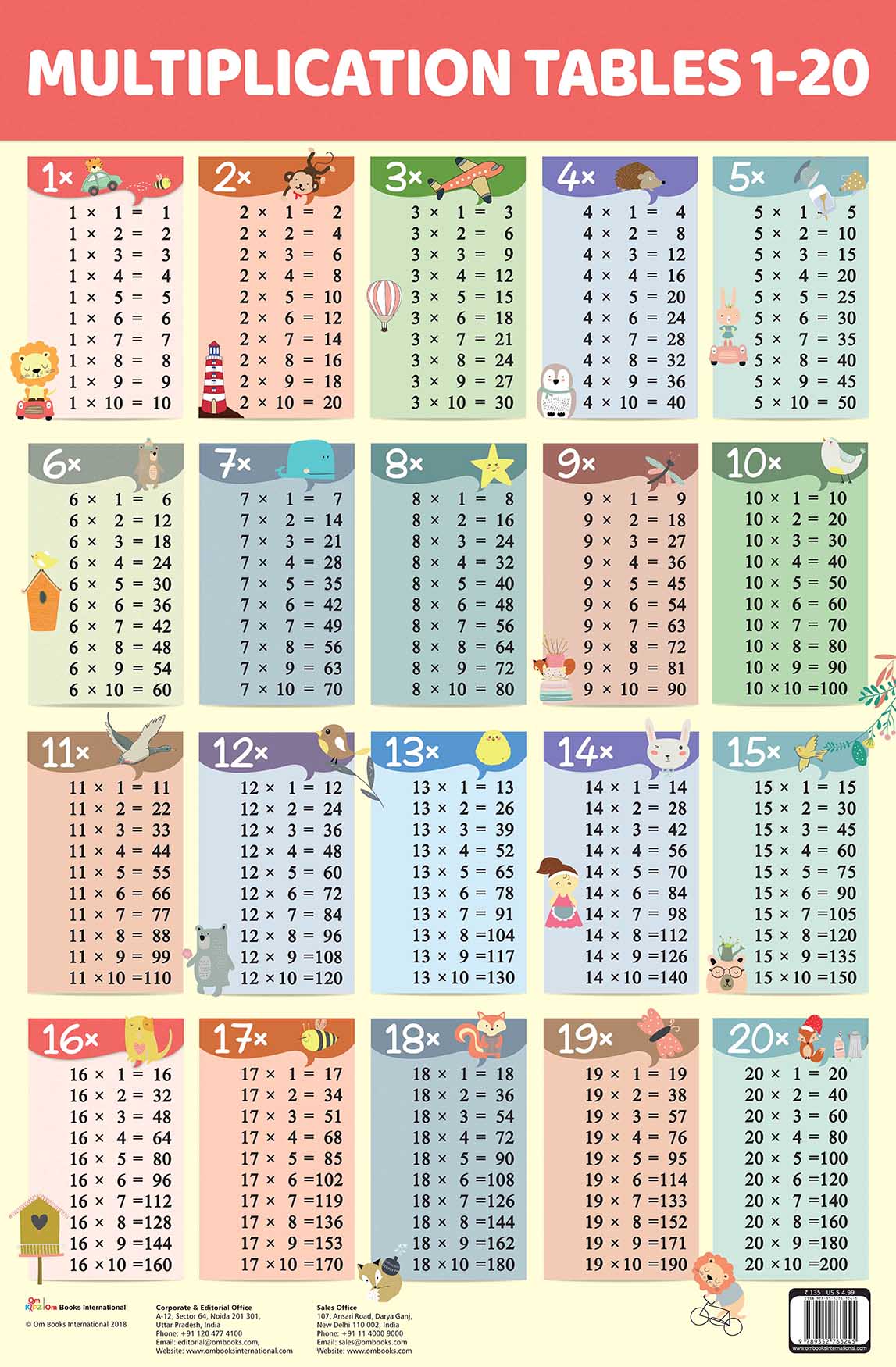 Multiplication 1-20 : Charts - Om Books
