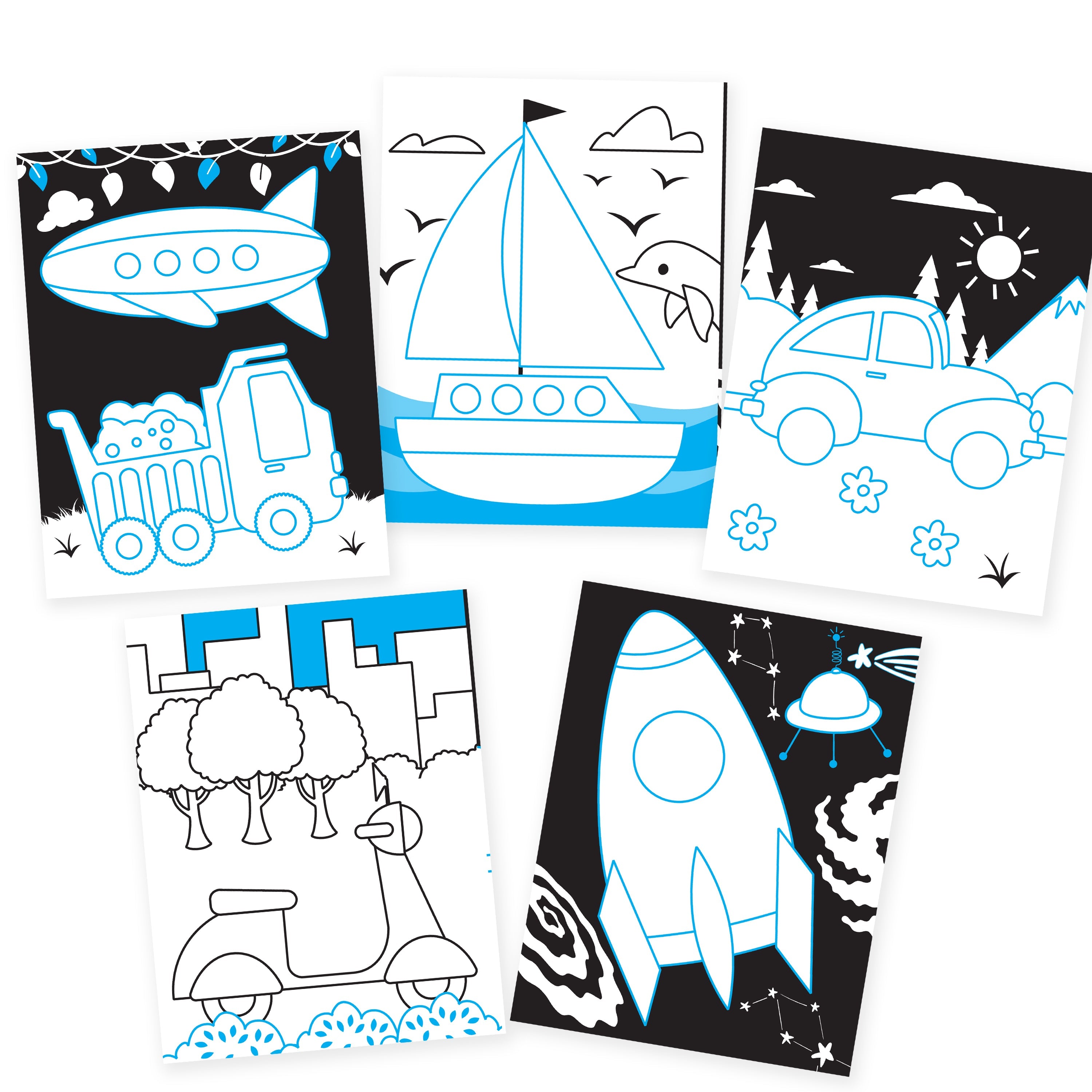 Dreamland Publications Vehicles Neon Colouring World Book for Kids Age 4 - 7 years with Neon Pens