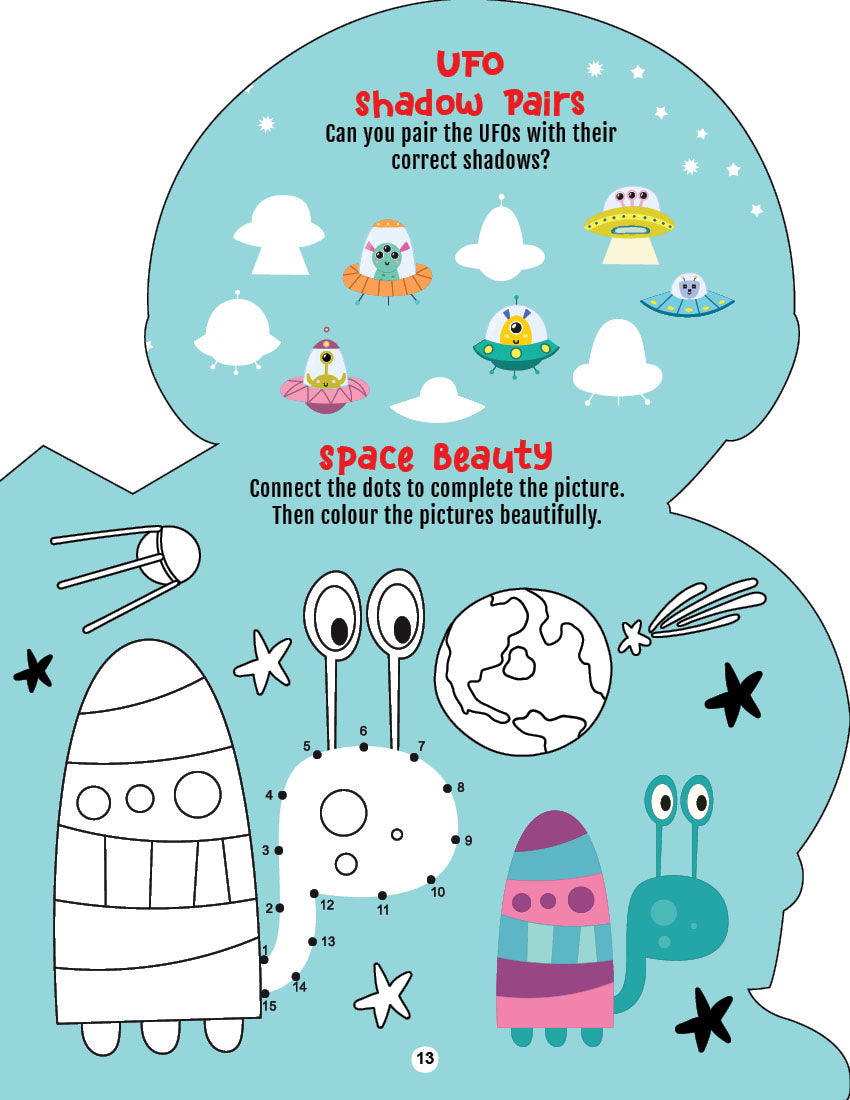 Dreamland Publications Step into the Space World - Activity and Colouring Fun Book for Age 4+