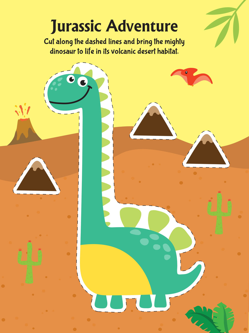 Dreamland Publications Daring Dino Scissors Skills Activity Book for Kids Age 4 - 7 years | With Child- Safe Scissors, Games and Mask