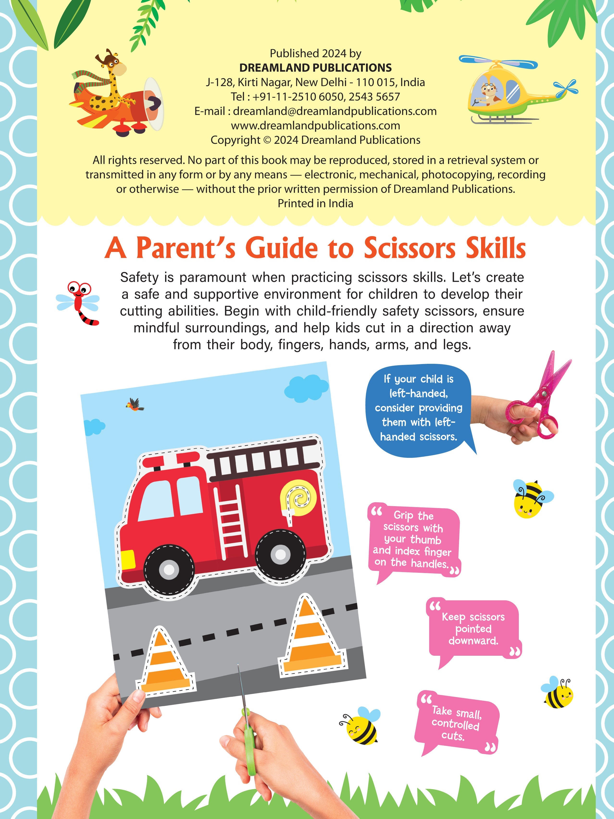 Dreamland Publications Ultimate Vehicles Scissors Skills Activity Book for Kids Age 4 - 7 years | With Child- Safe Scissors, Games and Mask